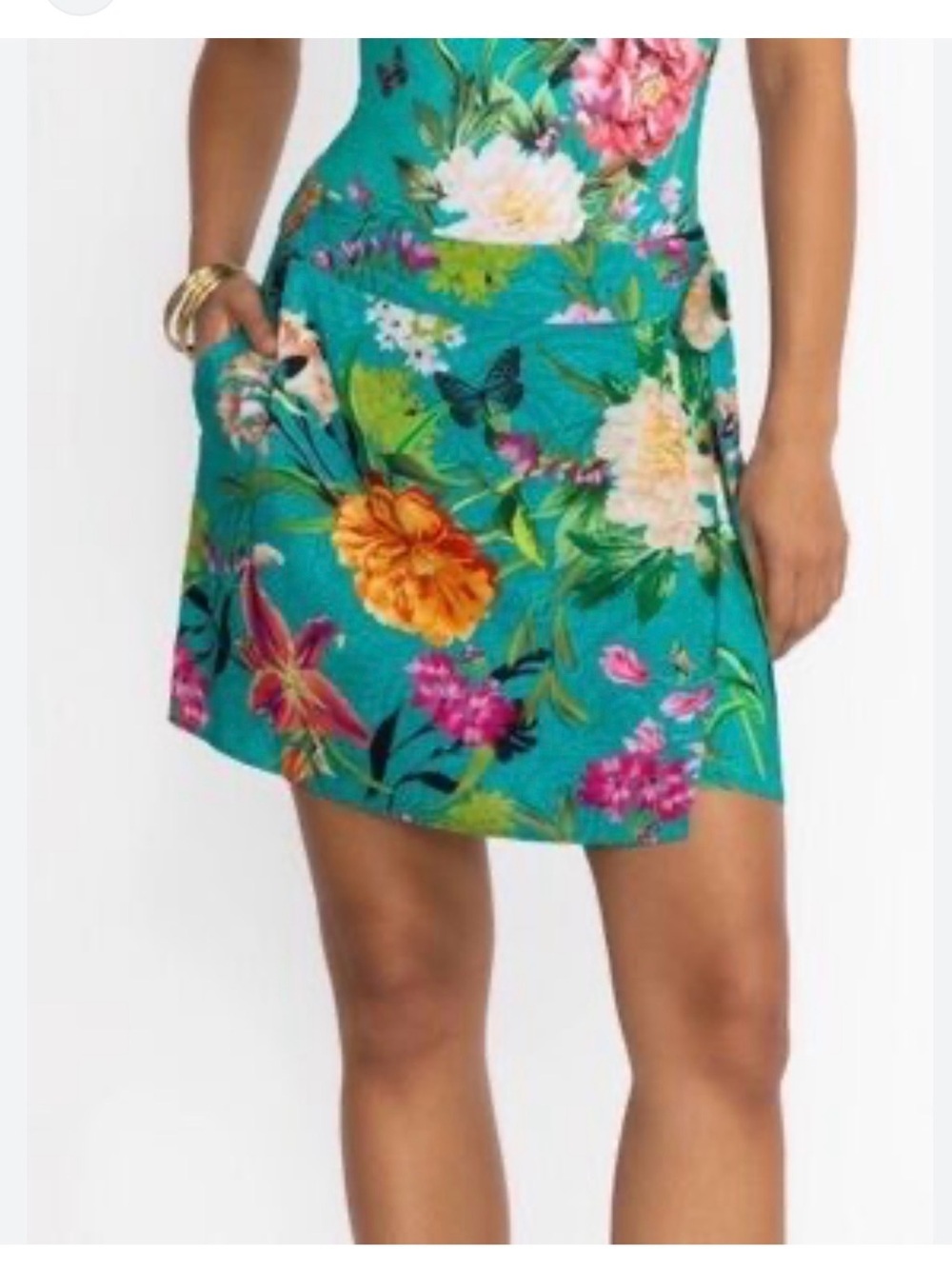 Johnny Was Peacock Goza Coverup Wrap Skirt Green Floral Size Small